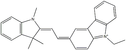 3-[2-[(1,3-Dihydro-1,3,3-trimethyl-2H-indol)-2-ylidene]ethylidene]-9-ethyl-3H-carbazol-9-ium Struktur