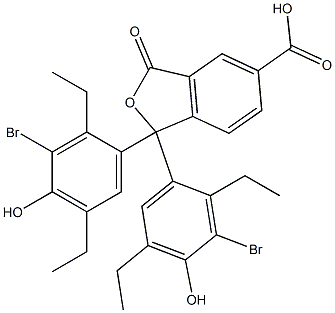 1,1-Bis(3-bromo-2,5-diethyl-4-hydroxyphenyl)-1,3-dihydro-3-oxoisobenzofuran-5-carboxylic acid Struktur