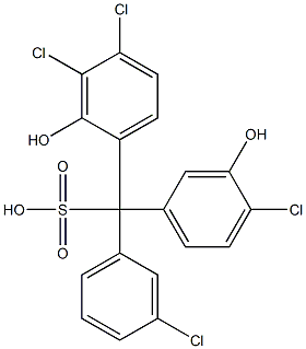 (3-Chlorophenyl)(4-chloro-3-hydroxyphenyl)(3,4-dichloro-2-hydroxyphenyl)methanesulfonic acid Struktur