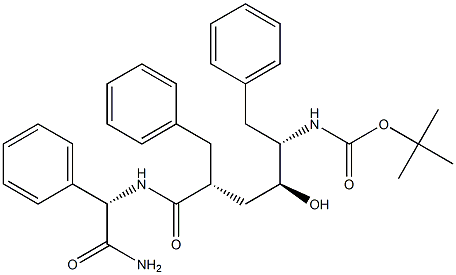 (S)-2-[[(2R,4S,5S)-5-(tert-Butoxycarbonylamino)-2-benzyl-4-hydroxy-6-phenylhexanoyl]amino]-2-phenylacetamide Struktur