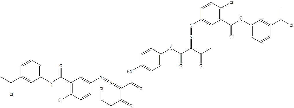 3,3'-[2-(Chloromethyl)-1,4-phenylenebis[iminocarbonyl(acetylmethylene)azo]]bis[N-[3-(1-chloroethyl)phenyl]-6-chlorobenzamide] Struktur