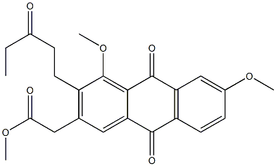 4,6-Dimethoxy-2-methoxycarbonylmethyl-3-(3-oxopentyl)-9,10-anthraquinone Struktur