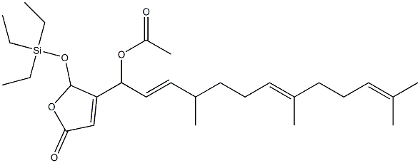 Acetic acid 1-[[2,5-dihydro-5-oxo-2-(triethylsiloxy)furan]-3-yl]-4,8,12-trimethyl-2,7,11-tridecatrienyl ester Struktur