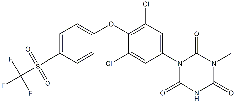 1-[4-(p-Trifluoromethylsulfonylphenoxy)-3,5-dichlorophenyl]-3-methyl-1,3,5-triazine-2,4,6(1H,3H,5H)-trione Struktur