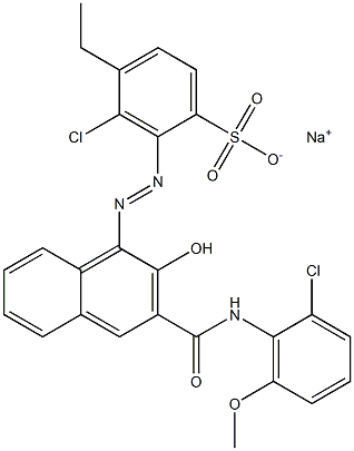 3-Chloro-4-ethyl-2-[[3-[[(2-chloro-6-methoxyphenyl)amino]carbonyl]-2-hydroxy-1-naphtyl]azo]benzenesulfonic acid sodium salt Struktur