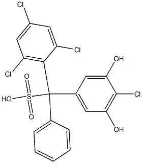 (4-Chloro-3,5-dihydroxyphenyl)(2,4,6-trichlorophenyl)phenylmethanesulfonic acid Struktur