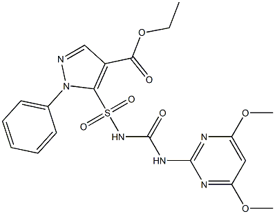 5-(4,6-Dimethoxy-2-pyrimidinylaminocarbonylsulfamoyl)-1-phenyl-1H-pyrazole-4-carboxylic acid ethyl ester Struktur