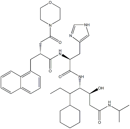 (3S,4S)-4-[[N-[(2R)-3-(Morpholinocarbonyl)-2-[(naphthalen-1-yl)methyl]propionyl]-L-histidyl]amino]-5-cyclohexyl-3-hydroxy-N-isopropylheptanamide Struktur