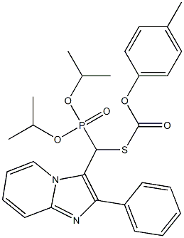 Thiocarbonic acid S-[(2-phenylimidazo[1,2-a]pyridin-3-yl)[bis(isopropyloxy)phosphinyl]methyl]O-(4-methylphenyl) ester Struktur