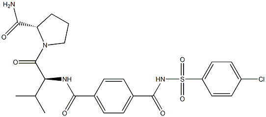 (2S)-1-[(2S)-2-[4-[(4-Chlorophenyl)sulfonylaminocarbonyl]benzoylamino]-3-methyl-1-oxobutyl]pyrrolidine-2-carboxamide Struktur