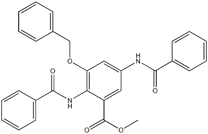 3-Benzyloxy-2,5-bis(benzoylamino)benzoic acid methyl ester Struktur