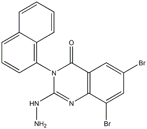 2-Hydrazino-3-(1-naphtyl)-6,8-dibromoquinazolin-4(3H)-one Struktur