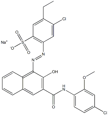 4-Chloro-3-ethyl-6-[[3-[[(4-chloro-2-methoxyphenyl)amino]carbonyl]-2-hydroxy-1-naphtyl]azo]benzenesulfonic acid sodium salt Struktur