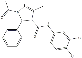 N-(3,4-Dichlorophenyl)-5-(phenyl)-1-acetyl-4,5-dihydro-3-methyl-1H-pyrazole-4-carboxamide Struktur