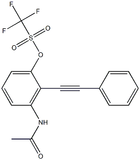 Trifluoromethanesulfonic acid 3-acetylamino-2-(phenylethynyl)phenyl ester Struktur