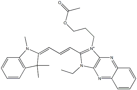 3-(3-Acetyloxypropyl)-1-ethyl-2-[3-[[2,3-dihydro-1,3,3-trimethyl-1H-indol]-2-ylidene]-1-propenyl]-1H-imidazo[4,5-b]quinoxalin-3-ium Struktur