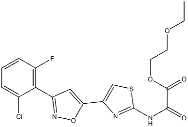 N-[4-[3-(2-Chloro-6-fluorophenyl)-5-isoxazolyl]-2-thiazolyl]oxamidic acid 2-ethoxyethyl ester Struktur