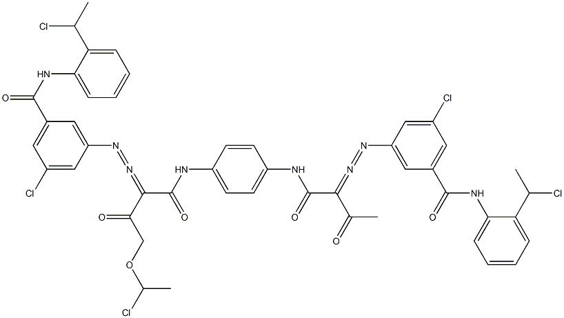 3,3'-[2-[(1-Chloroethyl)oxy]-1,4-phenylenebis[iminocarbonyl(acetylmethylene)azo]]bis[N-[2-(1-chloroethyl)phenyl]-5-chlorobenzamide] Struktur