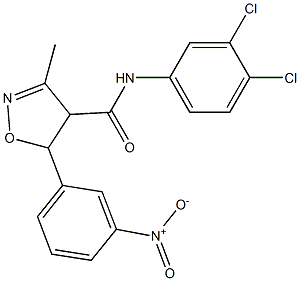 4-[N-(3,4-Dichlorophenyl)carbamoyl]-5-(3-nitrophenyl)-3-methyl-4,5-dihydroisoxazole Struktur