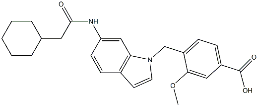 4-[6-Cyclohexylacetylamino-1H-indol-1-ylmethyl]-3-methoxybenzoic acid Struktur