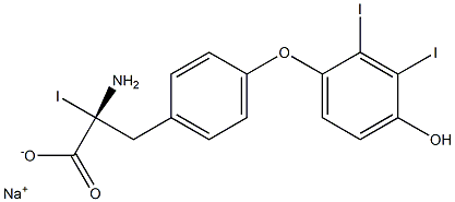 (R)-2-Amino-3-[4-(4-hydroxy-2,3-diiodophenoxy)phenyl]-2-iodopropanoic acid sodium salt Struktur