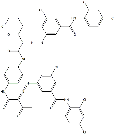 3,3'-[2-(2-Chloroethyl)-1,4-phenylenebis[iminocarbonyl(acetylmethylene)azo]]bis[N-(2,4-dichlorophenyl)-5-chlorobenzamide] Struktur