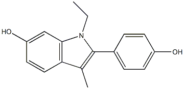 2-(4-Hydroxyphenyl)-1-ethyl-3-methyl-1H-indol-6-ol Struktur