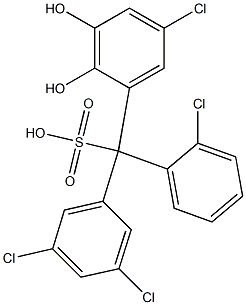 (2-Chlorophenyl)(3,5-dichlorophenyl)(5-chloro-2,3-dihydroxyphenyl)methanesulfonic acid Struktur