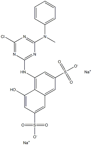 4-[6-Chloro-4-(N-methylanilino)-1,3,5-triazin-2-ylamino]-5-hydroxy-2,7-naphthalenedisulfonic acid disodium salt Struktur