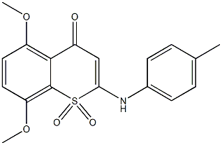 5,8-Dimethoxy-2-(4-methylphenylamino)-4-oxo-4H-1-benzothiopyran 1,1-dioxide Struktur