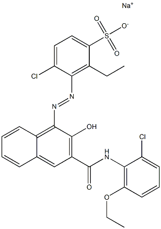 4-Chloro-2-ethyl-3-[[3-[[(2-chloro-6-ethoxyphenyl)amino]carbonyl]-2-hydroxy-1-naphtyl]azo]benzenesulfonic acid sodium salt Struktur