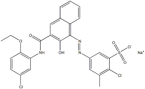 2-Chloro-3-methyl-5-[[3-[[(3-chloro-6-ethoxyphenyl)amino]carbonyl]-2-hydroxy-1-naphtyl]azo]benzenesulfonic acid sodium salt Struktur