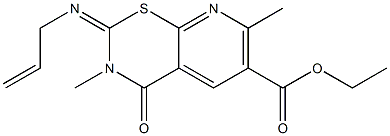 2-(Allylimino)-3,4-dihydro-3,7-dimethyl-4-oxo-2H-pyrido[3,2-e][1,3]thiazine-6-carboxylic acid ethyl ester Struktur