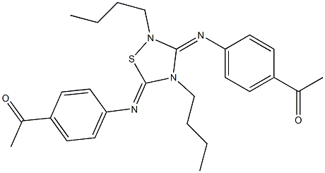 2,4-Dibutyl-3,5-bis[(4-acetylphenyl)imino]-1,2,4-thiadiazolidine Struktur