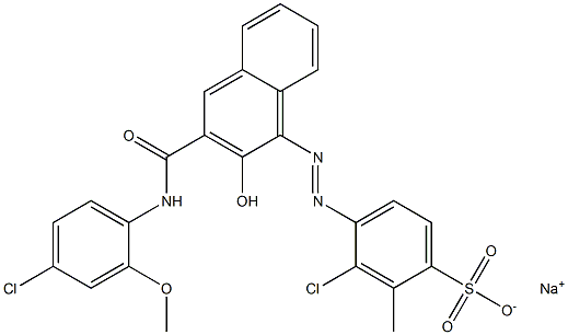 3-Chloro-2-methyl-4-[[3-[[(4-chloro-2-methoxyphenyl)amino]carbonyl]-2-hydroxy-1-naphtyl]azo]benzenesulfonic acid sodium salt Struktur