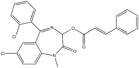 1,3-Dihydro-1-methyl-5-(2-chlorophenyl)-7-chloro-2-oxo-2H-1,4-benzodiazepin-3-ol 3-phenylacrylate Struktur