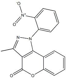 1-(2-Nitrophenyl)-3-methyl[1]benzopyrano[4,3-c]pyrazol-4(1H)-one Struktur