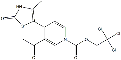 4-Methyl-5-[[1,4-dihydro-1-(2,2,2-trichloroethoxycarbonyl)-3-acetylpyridin]-4-yl]thiazol-2(3H)-one Struktur