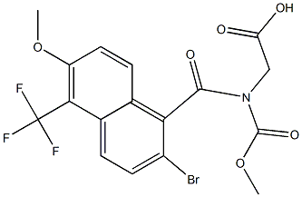 2-[N-Methoxycarbonyl-N-[[2-bromo-6-methoxy-5-trifluoromethyl-1-naphthalenyl]carbonyl]amino]acetic acid Struktur