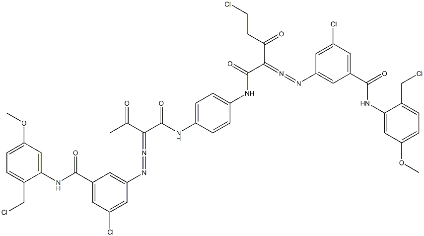 3,3'-[2-(Chloromethyl)-1,4-phenylenebis[iminocarbonyl(acetylmethylene)azo]]bis[N-[2-(chloromethyl)-5-methoxyphenyl]-5-chlorobenzamide] Struktur