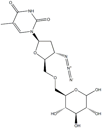 6-O-(3'-Azido-3'-deoxy-5'-thymidylyl)-D-glucopyranose Struktur