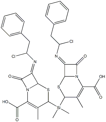 Bis[7-(1-chloro-2-phenylethylimino)-3-methyl-8-oxo-5-thia-1-azabicyclo[4.2.0]oct-2-ene-2-carboxylic acid]dimethylsilanediyl ester Struktur