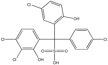 (4-Chlorophenyl)(3-chloro-6-hydroxyphenyl)(3,4-dichloro-2-hydroxyphenyl)methanesulfonic acid Struktur