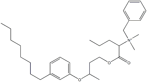 N,N-Dimethyl-N-benzyl-N-[1-[[3-(3-octylphenyloxy)butyl]oxycarbonyl]butyl]aminium Struktur