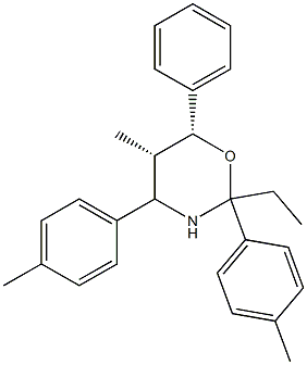 (5S,6R)-2-Ethyl-5-methyl-6-phenyl-2,4-di(p-tolyl)-3,4,5,6-tetrahydro-2H-1,3-oxazine Struktur