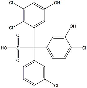 (3-Chlorophenyl)(4-chloro-3-hydroxyphenyl)(2,3-dichloro-5-hydroxyphenyl)methanesulfonic acid Struktur