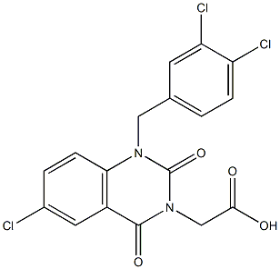 1-(3,4-Dichlorobenzyl)-1,2,3,4-tetrahydro-6-chloro-2,4-dioxoquinazoline-3-acetic acid Struktur