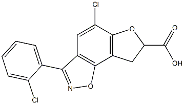 5-Chloro-7,8-dihydro-3-(2-chlorophenyl)furo[2,3-g][1,2]benzisoxazole-7-carboxylic acid Struktur