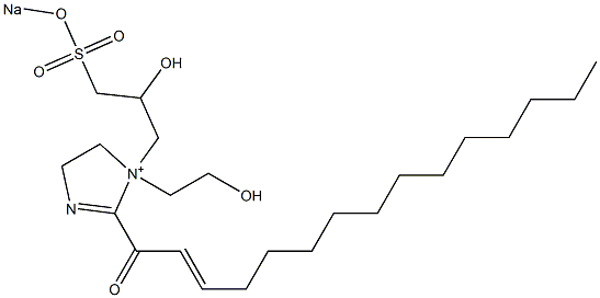 1-(2-Hydroxyethyl)-1-[2-hydroxy-3-(sodiooxysulfonyl)propyl]-2-(2-pentadecenoyl)-2-imidazoline-1-ium Struktur