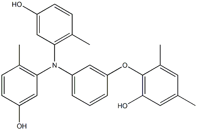 N,N-Bis(3-hydroxy-6-methylphenyl)-3-(6-hydroxy-2,4-dimethylphenoxy)benzenamine Struktur